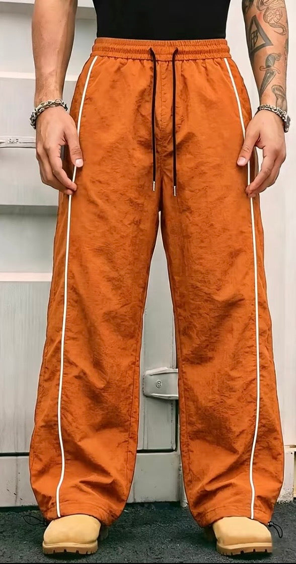 Orange Retro Baggy Track Pants