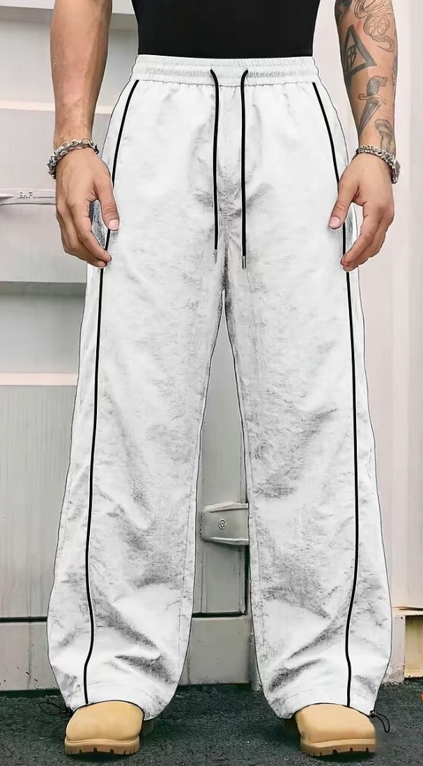 White Retro Baggy Track Pants