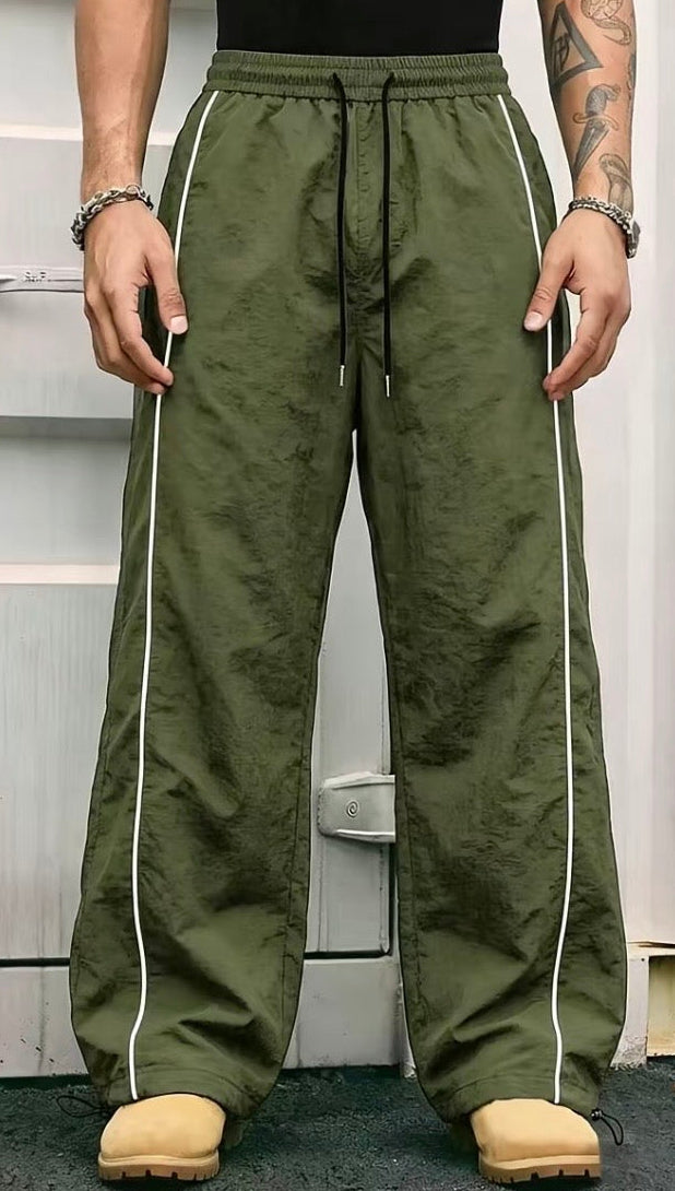 Green Retro Baggy Track Pants